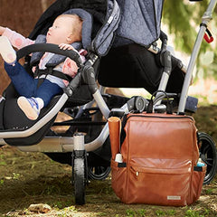 Hannah & Sophia Soho Traverse Diaper Backpack in Cognac