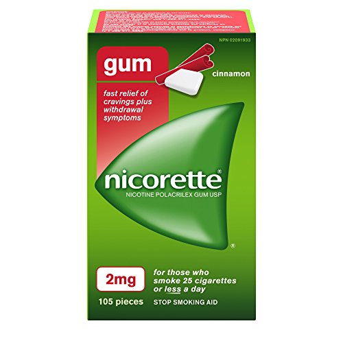 Nicorette Gum 2 mg, Cinnamon, 105 Count