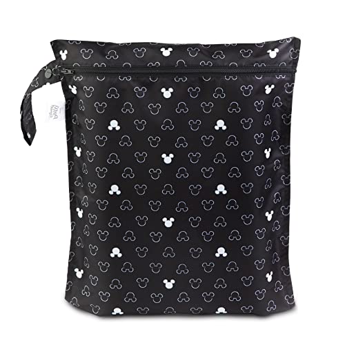 Bumkins Waterproof Wet Bag, Washable, Reusable for Travel, Beach, Pool, Stroller, Diapers, Dirty Gym Clothes, Wet Swimsuits, Toiletries – Disney Mickey Mouse Icon