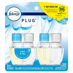 Febreze Plug In Air Fresher Scented Oil Refill, Odor Eliminator, Linen & Sky, 52 mL