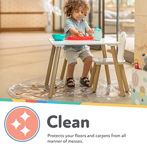 Nuby High Chair Waterproof Floor Mat - 50" Clear Circle Kitchen Mat - Protects Floor from Spills and Messes