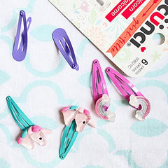 Scunci Kids 6pc Unicorn & Rainbow Snap Hair clips