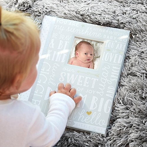 Lil Peach First 5 Years Dream Big Baby Memory Book, Guided Baby Milestone Journal, Detailed Keepsake Babybook for New or Expecting Moms, Fill In Baby Book, Gray