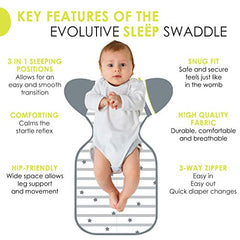 Bblüv - Sleëp - Transition Zipper Swaddle Sack With Removable Sleeves -Arms Up Swaddle For Newborns And Infants Small