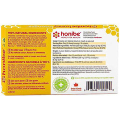 Honibe 100% Pure Honey Lozenges, Made in Canada, Soothes Sore Throat, With Menthol & Eucalyptus, 1 pack (10 lozenges), Natural Lemon