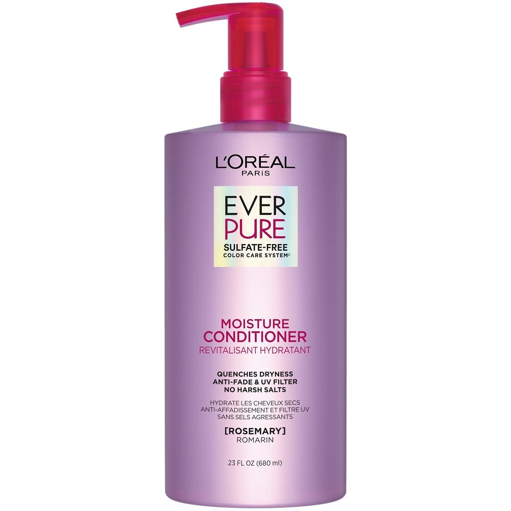 L'Oréal Paris EverPure Moisture Conditioner for Dry or Color-Treated Hair, Quenches Dryness without Sulfates, Parabens, or Harsh Salts, Rosemary Extract, 680ml