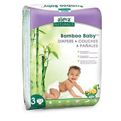 Aleva Naturals Hypoallergenic Bamboo Baby Diapers for Newborn, Ultra Soft, Sensitive Skin Friendly, Biodegradable, Disposable - Size 3 (13-24 lbs / 6-11 kgs), 28 Count