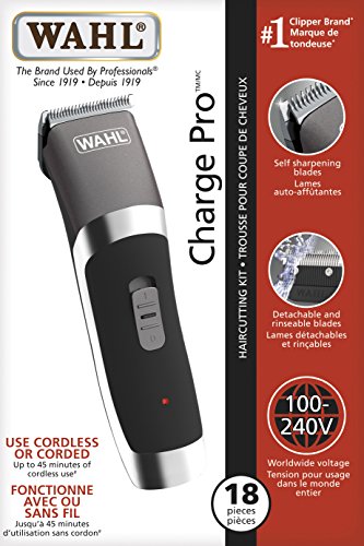 Wahl Canada Charge Pro Haircutting Clipper Kit, Hair Clippers, Cut your hair at home, Electric Hair Clipper, Grooming Kit for Men, Trim your hair at home, Certified for Canada, Model 3293