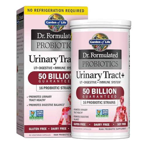 Garden of Life - Dr. Formulated Probiotics Urinary Tract+ | Supports Urinary Tract Health with 500mg of Clinically Studied Organic Pacran® cranberry| 50 Billion CFU + 16 Probiotic Strains | Gluten Free, Dairy Free