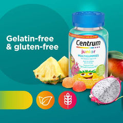 Centrum Junior MultiGummies Tropical Fruit Multivitamin and Multimineral Supplement, Pineapple-Mango, Dragonfruit, and Passionfruit Flavours, 60 count