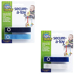 Baby Buddy 4-Count Secure-A-Toy Straps, Navy/Royal/Blue/White, 4-Pack