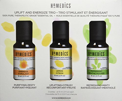 Homedics Assorted Oil 3 Pack Aromatherapy Therapeutic Essential Oil Sampler for a Diffuser