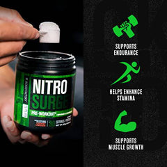 NITROSURGE Pre Workout Supplement - Endless Energy, Instant Strength Gains, Clear Focus, Intense Pumps - Nitric Oxide Booster & Preworkout Powder with Beta Alanine - 30 Servings, Sour Peach Rings