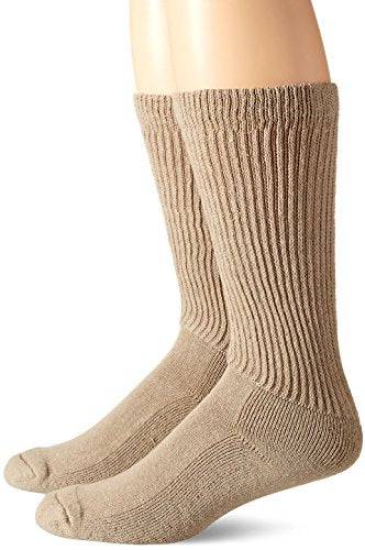 Carolina Ultimate Men's Diabetic Non-Binding Mid-Calf Socks 2 Pack, Khaki, Large