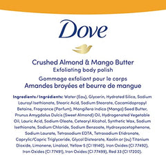 Dove Exfoliating Body Polish Renews Skin Crushed Almonds and Mango Butter sulfate free body exfoliator 298 g