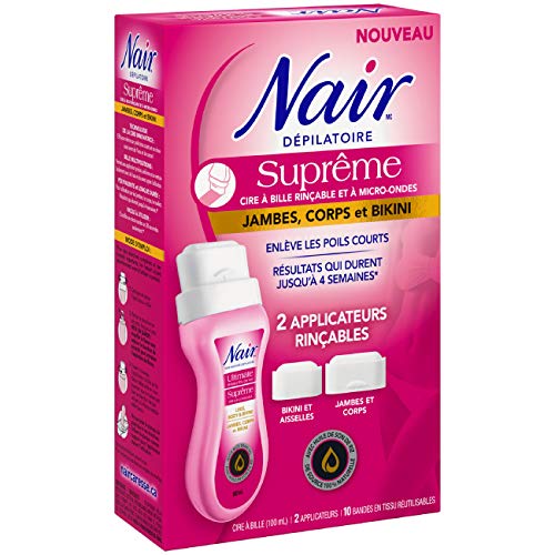 Nair Ultimate Roll-On Wax, Microwavable and Rinsable, For Legs, Body and Bikini, made with Rice Bran Oil, 100ml + 2 Applicators