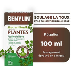 BENYLIN HERBAL Cough Syrup Ivy Leaf, Herbal Decongestant, Cold & Flu Relief, Cough Suppressant, Sugar Free, Antioxidants, 100-mL