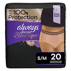 Always Discreet Boutique, Incontinence & Postpartum Underwear For Women, Maximum Protection, Small/Medium, 20 Count