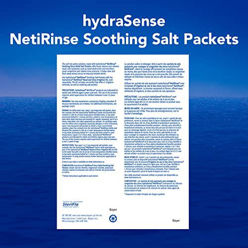 hydraSense NetiRinse Refill Salt Packets, Universal Pre-Measured Self-Mix Packets, Reduces and Relieves Nasal Cold Symptoms, 60 Sachets