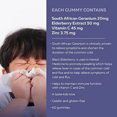 Nature's Way Sambucus Cold and Flu Relief Elderberry Gummies for Kids – Used in Herbal Medicine to Help Relieve Symptoms (Cough, Runny Nose and Sore Throat) in Children age 3+, 60 Gummies