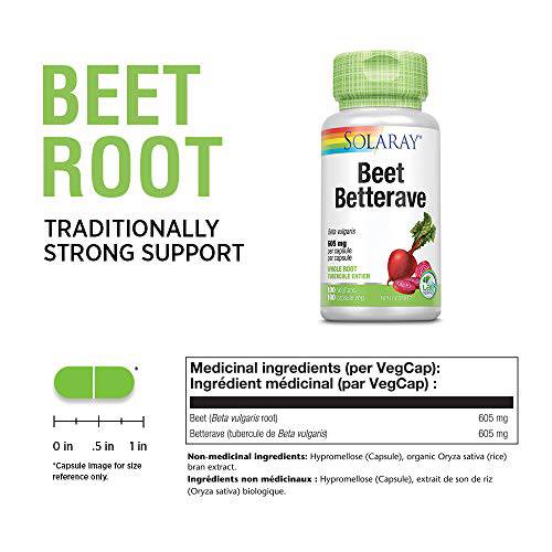 Solaray Beet Root 605mg | May Support Cardiovascular Health & Athletic Performance, Kidney, Liver & Blood Health | Non-GMO | Vegan | 100 VegCaps