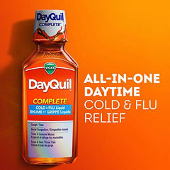 Vicks DayQuil Complete Cold and Flu Medicine for Cough, Sore Throat, Minor Aches & Pains, Chest and Nasal Congestion Relief, 236 mL