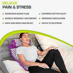 ProsourceFit Acupressure Mat and Pillow Set for Back/Neck Pain Relief and Muscle Relaxation, Purple