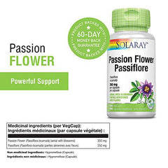 SOLARAY – Passion Flower, 350mg | Herbal Support | Passiflora Incarnata, Aerial with Blossoms | Dietary Supplement | Non-GMO, Vegan, Lab Verified | 100 Vegetarian Capsules