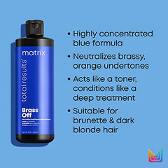 Matrix Blue Hair Mask, Brass Off Color Depositing Custom Neutralization Hair Mask, For Color-Treated Hair, Repairs Damaged Hair and Protects Fragile Hair, 500ml