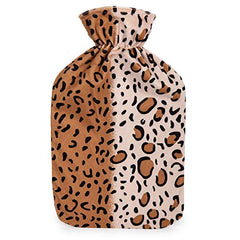 Bodico Cute Cheetah Print Novelty Gift Cozy Hot Water Bottle with Cover, 2L, Brown