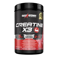 Creatine plus BCAA, Six Star Creatine X3 Powder, Creatine Monohydrate and Creatine HCl, Post Workout Muscle Recovery and Muscle Builder for Men and Women, Creatine Supplements, Fruit Punch (35 Servings)