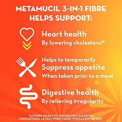 Metamucil, Daily Psyllium Husk Powder Supplement, Made with Real Sugar, 3-in-1 Fiber for Digestive Health, Orange Smooth Flavored Drink, 48 Servings