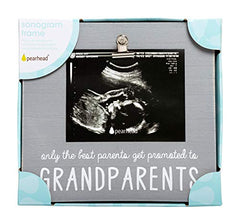 Pearhead Sonogram Photo Frame for Grandparents, Grandma and Grandpa Baby Keepsake Picture Frame, Pregnancy Announcement Accessory, Baby's First Christmas Gifts, Holiday Gift Ideas, Baby Holiday Gifts, Distressed Gray