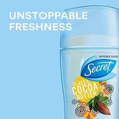 Secret Fresh Antiperspirant and Deodorant Invisible Solid, Cocoa Butter, 45g