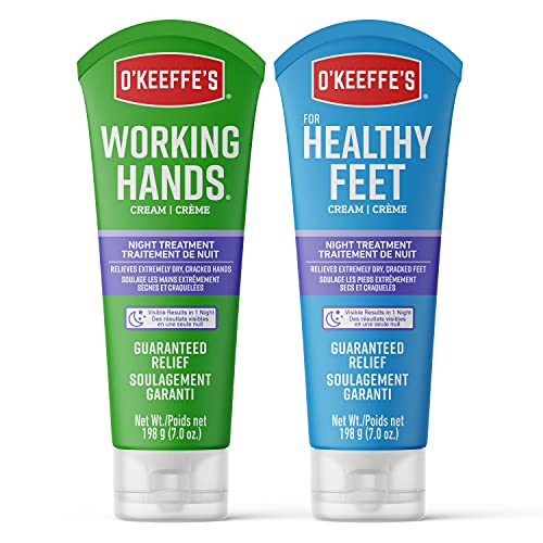 O'Keeffe's Night Treatment Combo Pack, Includes Working Hands Night Treatment 7oz and Healthy Feet Night Treatment 7oz, Two 7oz/198g Tubes, (Pack of 2), 107631