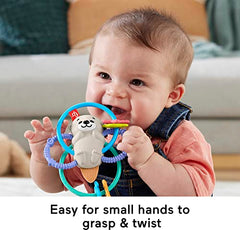 Fisher-Price Baby Rattle and BPA-Free Teething Toy with Flexible Rings for Newborns, Twist & Teethe Otter