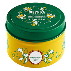 Mrs. Meyer's Clean Day Scented Soy Tin Candle, 12 Hour Burn Time, Made with Soy Wax and Essential Oils, Honeysuckle, 82g Scented Candle