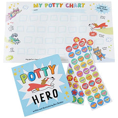 C.R. Gibson BTBB-24938 Hero Board Book, Wall Reward Chart, and Sticker Potty Training Supplies Set for Toddlers, Multicolor, 4pcs