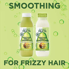 Garnier Fructis Nourish and Smoothing Treat Shampoo for Frizzy Hair, 98% Naturally Derived Ingredients, Avocado, Coconut, 11.8 Fl Oz