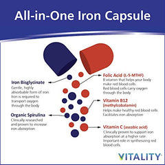 VITALITY Daily Iron + Organic Spirulina | 30 Veg Capsules