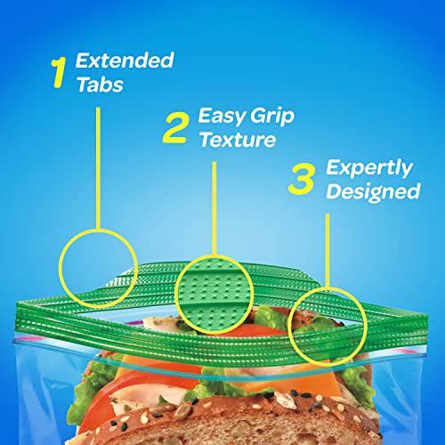 Ziploc Snack and Sandwich Bags for On-The-Go Freshness, Grip 'n Seal Technology for Easier Grip, Open, and Close, 180 Count - Zecoya