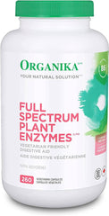 Organika Full Spectrum Plant Enzymes- Helps Break Down Carbs, Fat, Protein, Dairy- 260 vcaps