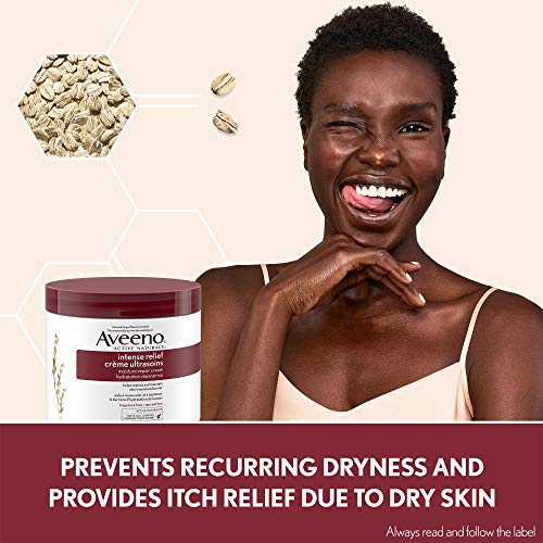 Aveeno Body Cream, Intense Relief and Moisture Repair for Dry and Itchy Skin, Unscented Moisturizer, 306 mL