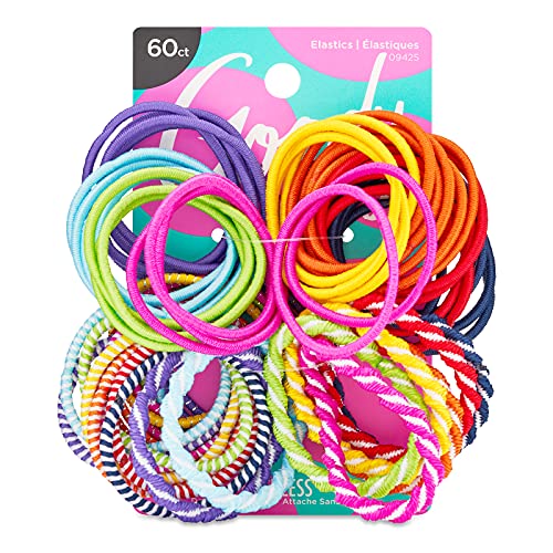 Goody Girls Ouchless Elastic Hair Ties, No-metal, 60 count, Assorted Colors