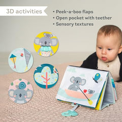 Taf Toys Koala Infant Tummy-time High Contrast Soft Crinkle Activity Book with Huge Baby Safe Mirror, 3D Activities, Textures and a Soft Baby Teether