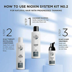 Nioxin System 2 Scalp Cleansing Shampoo with Peppermint Oil, For Natural Hair with Progressed Thinning, 16.9 fl oz