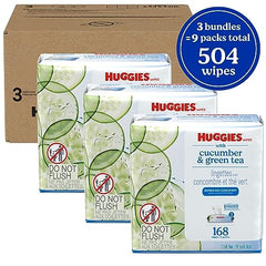 HUGGIES Refreshing Clean Scented Baby Wipes, Hypoallergenic, 3 Disposable Flip-top Packs (168 Total Wipes)