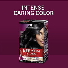 Schwarzkopf Keratin Color Permanent Hair Color Cream, 1.0 Onyx Black, 1 Count