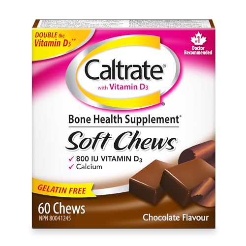 Caltrate with Vitamin D Soft Chews (60 Count, Chocolate Flavour), Calcium, Bone Health Supplement