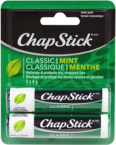 ChapStick Classic Lip Balm, Mint Flavour, 2 Tubes